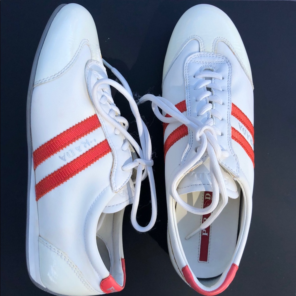 Prada nylon and leather sneakers